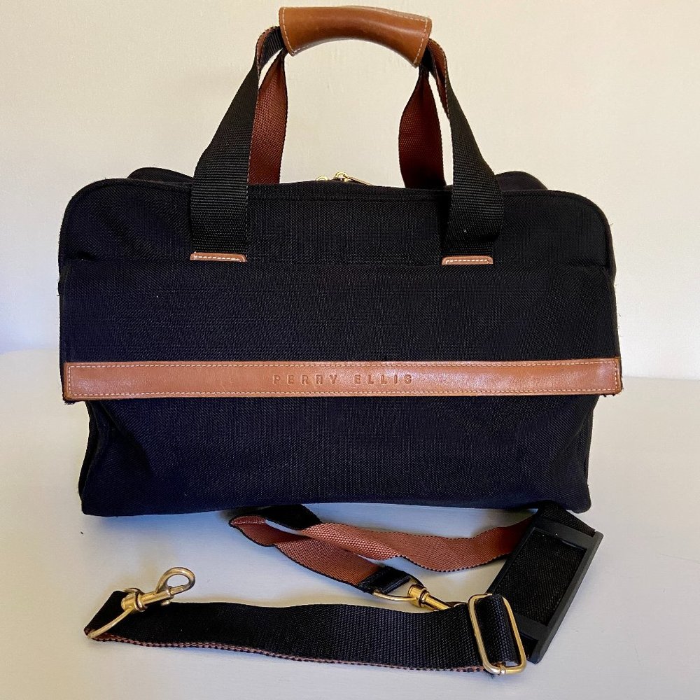 Perry Ellis Black Weekender Canvas Duffel